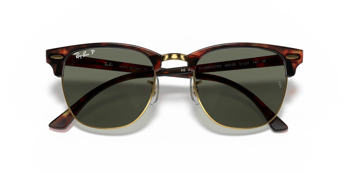 Ray-Ban Clubmaster 0RB3016 990/58 51 Tortoise On Gold/ Green 51 / Crystal / Acetate / Acetate