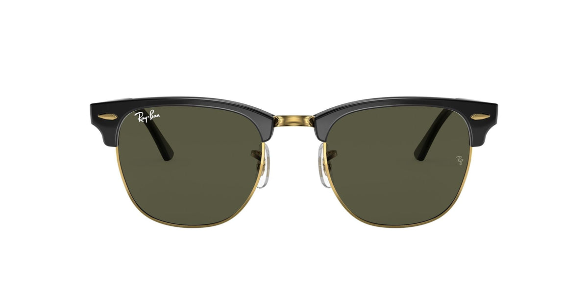 Ray-Ban Clubmaster 0RB3016 W0365 55 Black On Gold/ Green - Blue Star Eyewear