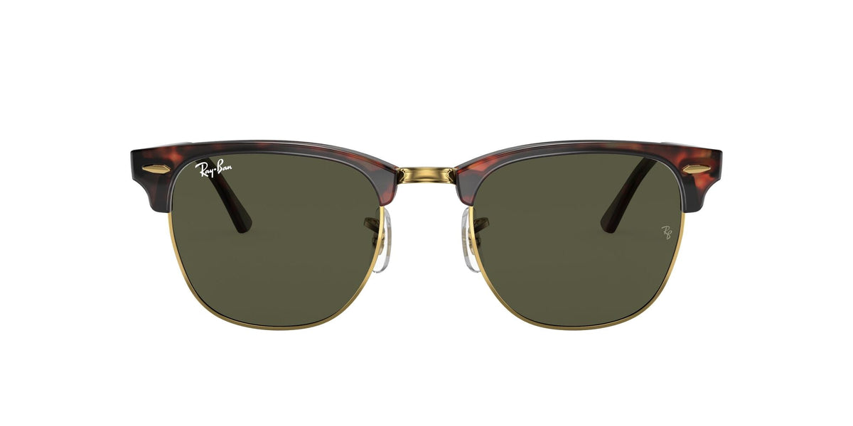 Ray-Ban Clubmaster 0RB3016 W0366 55 Tortoise On Gold/ Green - Blue Star Eyewear