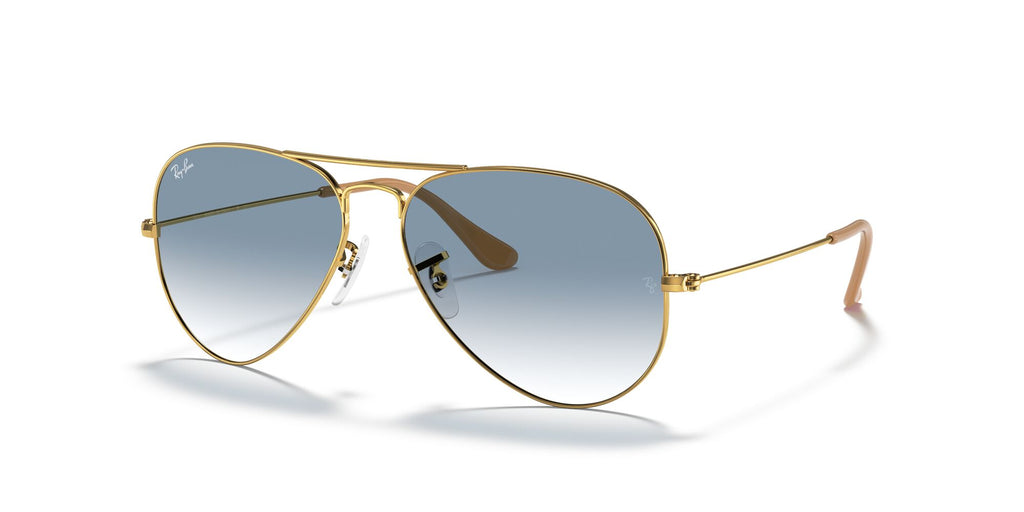 Ray-Ban Aviator 0RB3025 001/3F 58 Gold/ Light Blue 58 / Crystal / Metal / Metal