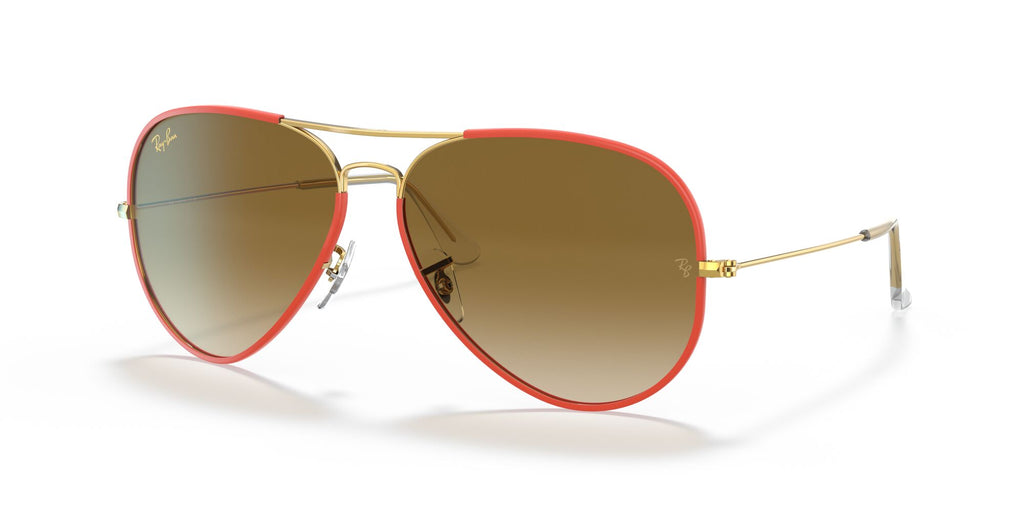 RB 3025 Ray-Ban Aviator Full Color Red On Legend Gold /  Clear Gradient Brown 58 58 / Crystal / Metal