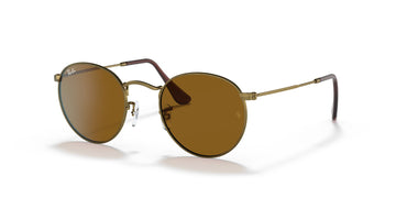 RB 3447 Ray-Ban Round Metal Antique Gold /  Brown 47 47 / Crystal / Metal