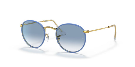 RB 3447 Ray-Ban Round Full Color Light Blue On Legend Gold /  Clear Gradient Blue 50 50 / Crystal / Metal