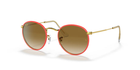 RB 3447 Ray-Ban Round Full Color Red On Legend Gold /  Clear Gradient Brown 50 50 / Crystal / Metal