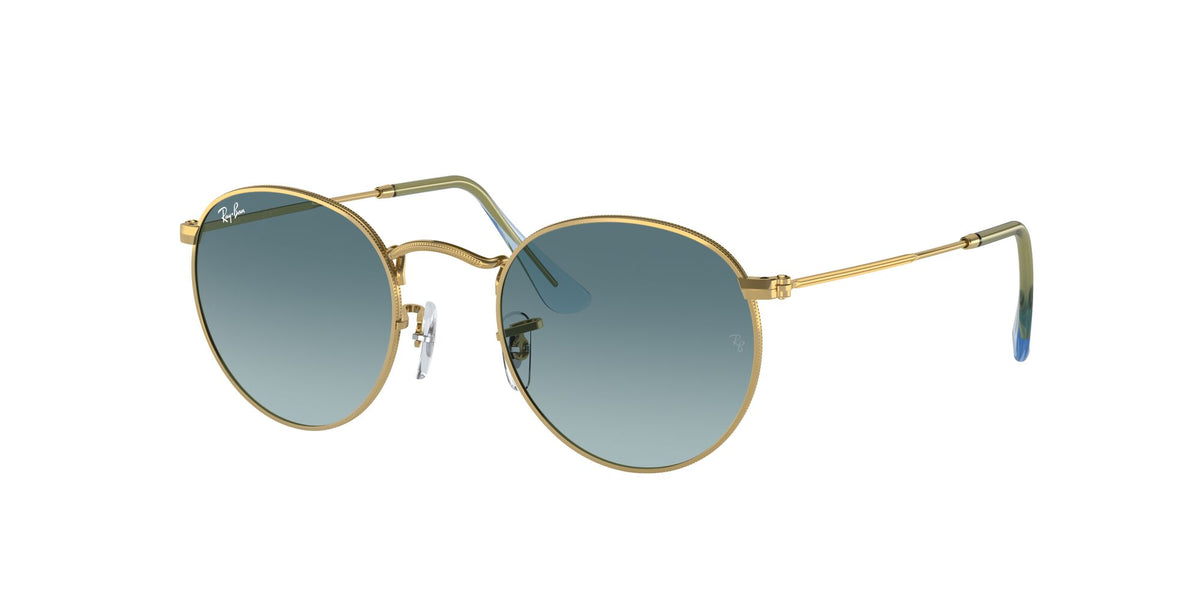 Ray-Ban Round Metal 0RB3447 001/3M 47 Gold/ Blue