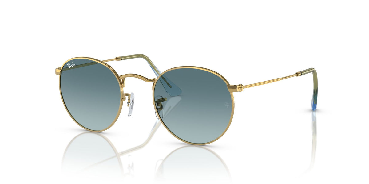 Ray-Ban Round Metal 0RB3447 001/3M 47 Gold/ Blue
