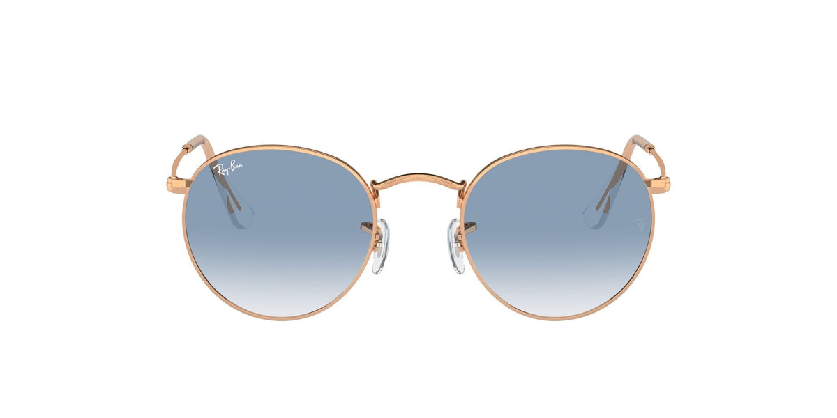 Ray-Ban Round Metal 0RB3447 92023F 50 Rose Gold/ Clear & Blue