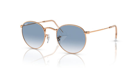Ray-Ban Round Metal 0RB3447 92023F 47 Rose Gold/ Clear & Blue