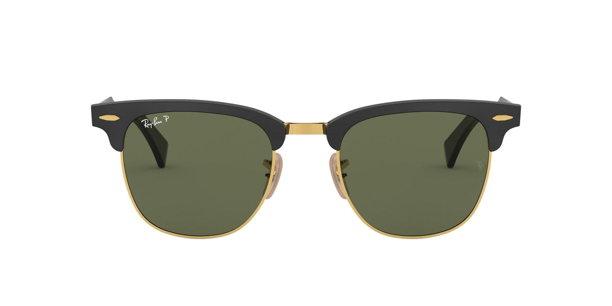 Ray-Ban Clubmaster Aluminum 0RB3507 136/N5 51 Black On Gold/ Green