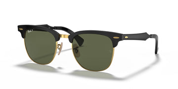 Ray-Ban Clubmaster Aluminum 0RB3507 136/N5 51 Black On Gold/ Green 51 / Crystal / Aluminum / Aluminium