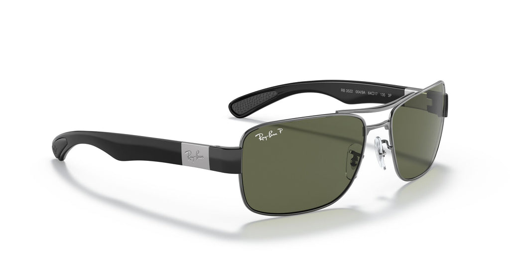 Ray-Ban  0RB3522 004/9A 64 Gunmetal/ Green 64 / Polycarbonate / Steel / Metal