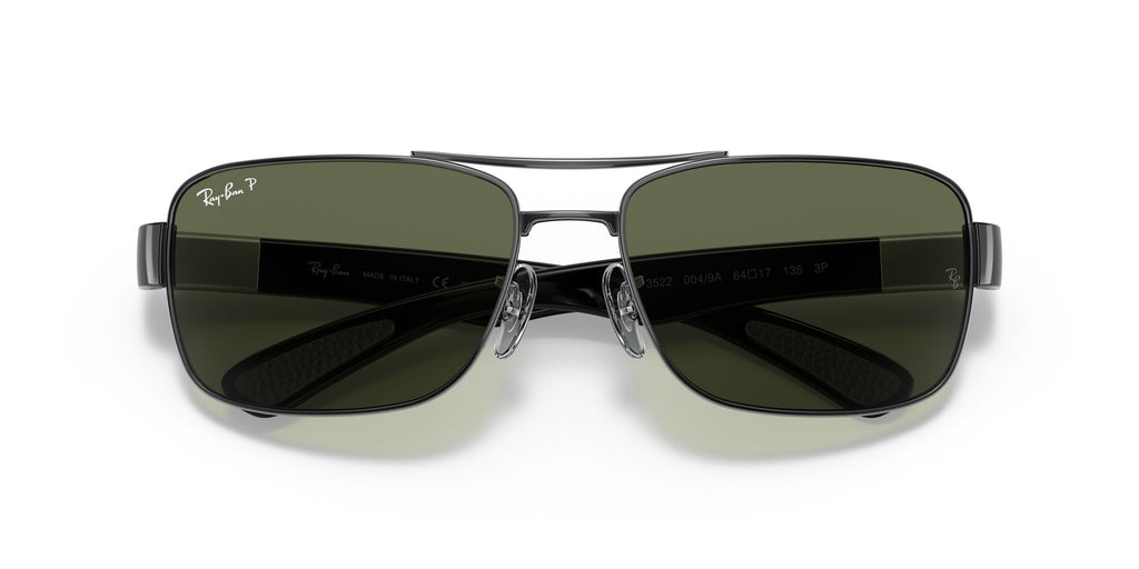 Ray-Ban  0RB3522 004/9A 64 Gunmetal/ Green 64 / Polycarbonate / Steel / Metal