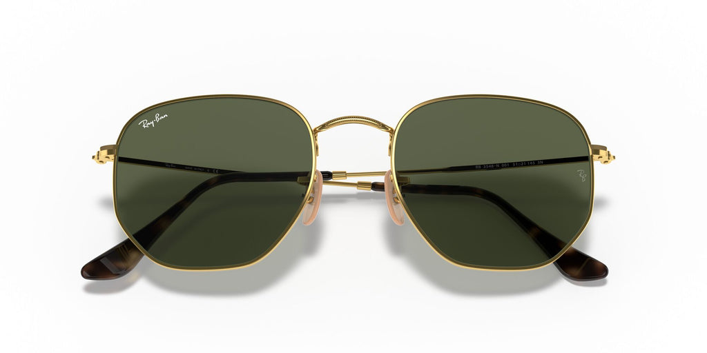 Ray-Ban Hexagonal 0RB3548N 001 54 Gold/ Green