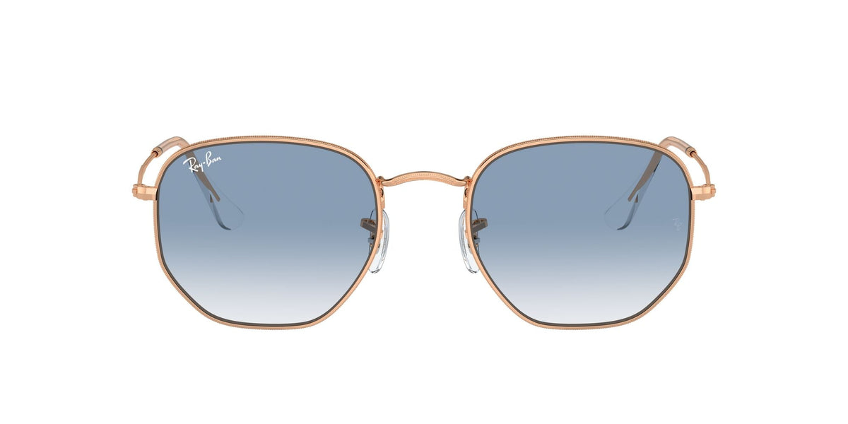 Ray-Ban Hexagonal 0RB3548 92023F 51 Rose Gold/ Clear & Blue