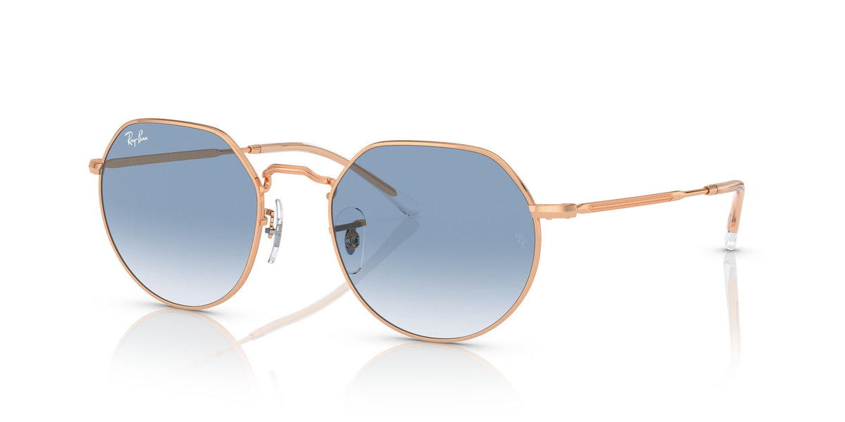 Ray-Ban Jack 0RB3565 92023F 53 Rose Gold/ Clear & Blue