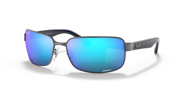 RB 3566 Ray-Ban  Gunmetal / Polarised Green Mirror Blue 65 65 / Plastic / Metal