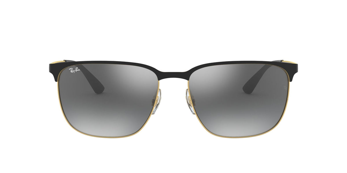 Ray-Ban 0RB3569 187/88 59 Black On Gold/ Grey Mirror Silver Gradient