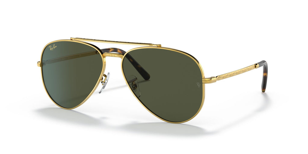 Ray-Ban New Aviator 0RB3625 919631 58 Gold/ Green 58 / Crystal / Metal / Metal