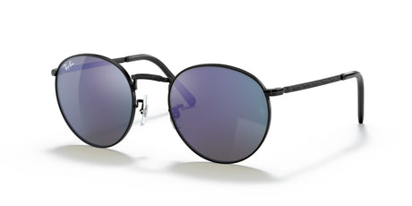 Ray-Ban New Round 0RB3637 002/G1 53 Black/ Green Mirror Blue