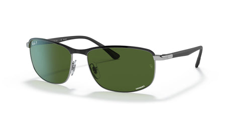 Ray-Ban Chromance 0RB3671CH 9144P1 60 Black On Silver/ Dark Green 60 / Crystal / Metal / Metal