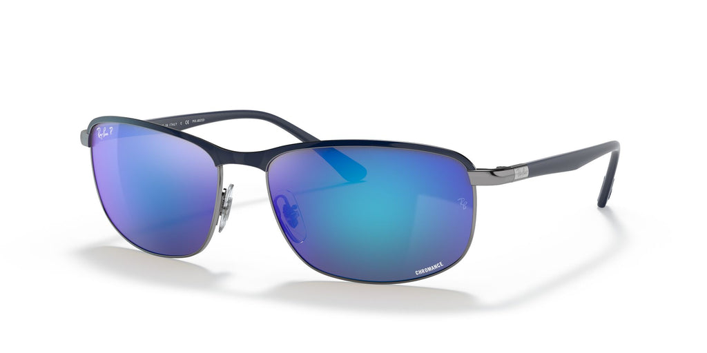 Ray-Ban Chromance 0RB3671CH 92044L 60 Blue On Gunmetal/ Grey/Blue 60 / Crystal / Metal / Metal