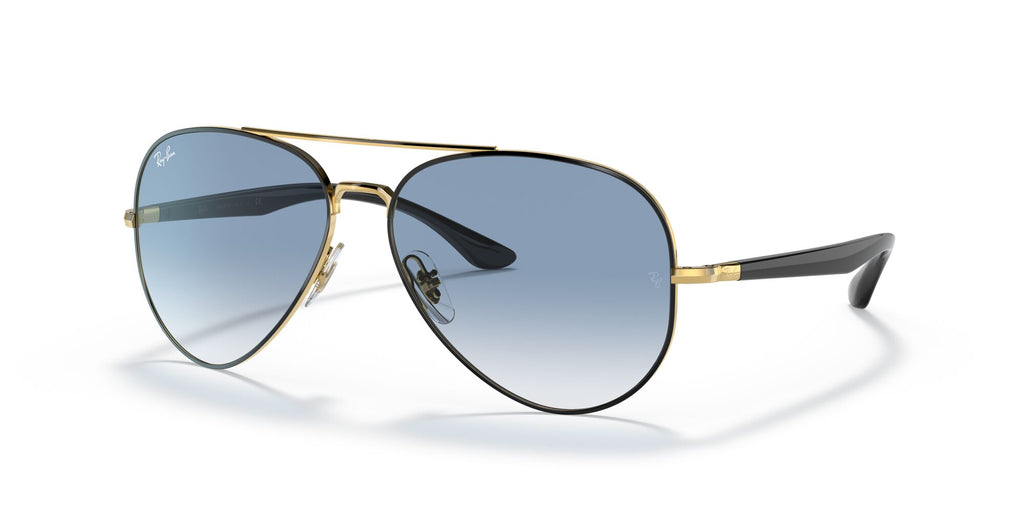 Ray-Ban  0RB3675 90003F 58 Black On Gold/ Light Blue 58 / Crystal / Metal / Metal