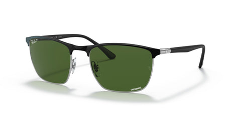Ray-Ban  0RB3686 9144P1 57 Black On Silver/ Dark Green 57 / Crystal / Steel / Metal