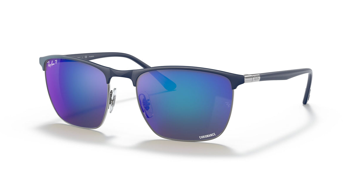 Ray-Ban0RB3686 92044L 57 Blue On Gunmetal/ Blue 57 / Crystal / Steel / Metal