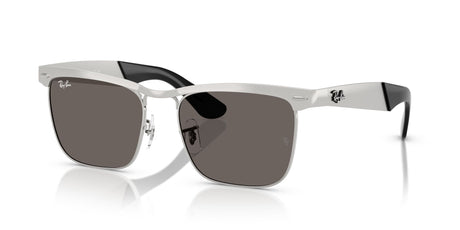 Ray-Ban Wayfarer Deluxe RB3875 019/B1 56 Sandblasted Silver On Silver / Dark Grey