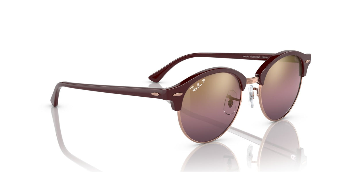 RB 4246 Ray-Ban Clubround Bordeaux On Rose Gold / Gold/Red 51 51 / Crystal / Acetate / Acetate