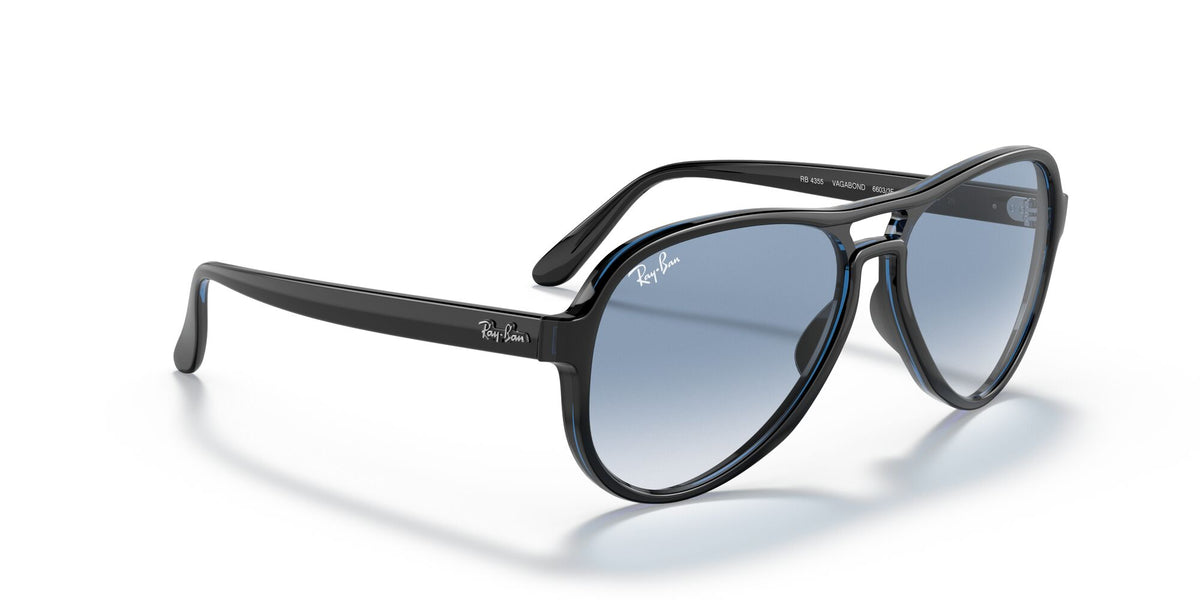 RB 4355 Ray-Ban Vagabond Black / Clear Gradient Blue 58 58 / Crystal / Nylon / Nylon