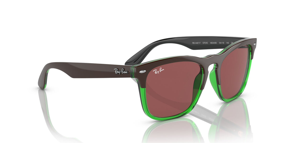 RB 4487F Ray-Ban Steve Dark Brown On Transparent Green / Dark Violet 54 54 / Polyamide Bio / Injected / Molded