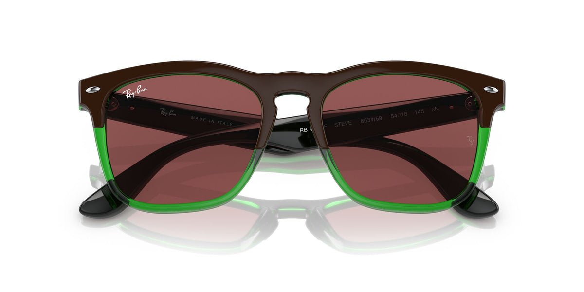 RB 4487F Ray-Ban Steve Dark Brown On Transparent Green / Dark Violet 54 54 / Polyamide Bio / Injected / Molded
