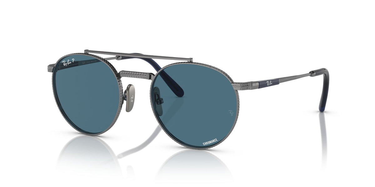 RB 8237 Ray-Ban Round Ii Titanium Gunmetal / Blue 50 50 / Crystal / Titanium / Titanium