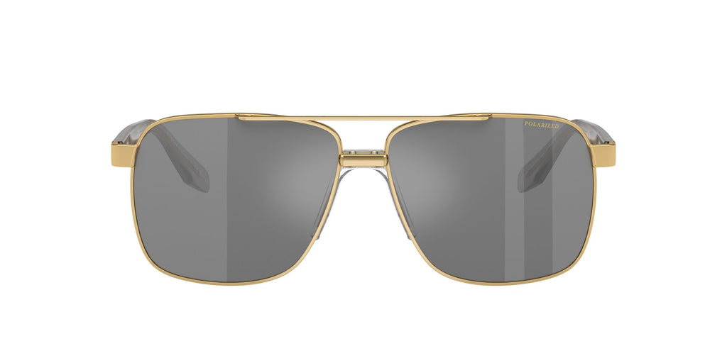 Versace 0VE2174 1002Z3 59 Gold/ Dark Grey Mirror Silver Polarized 59 / Polycarbonate / Steel / Acetate