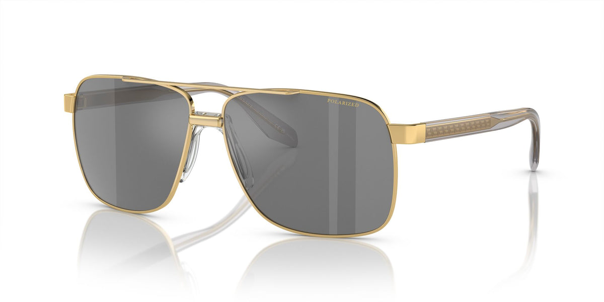 Versace 0VE2174 1002Z3 59 Gold
Dark Grey Mirror Silver Polarized 59 
Polycarbonate 
Steel 
Acetate