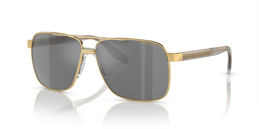 Versace 0VE2174 1002Z3 59 Gold/ Dark Grey Mirror Silver Polarized 59 / Polycarbonate / Steel / Acetate