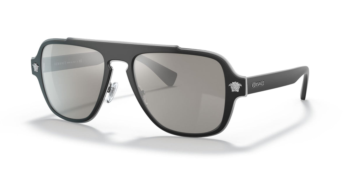 Versace 0VE2199 10006G 56 Black/ Light Grey Mirror Silver 56 / Polyamide / Metal / Nylon