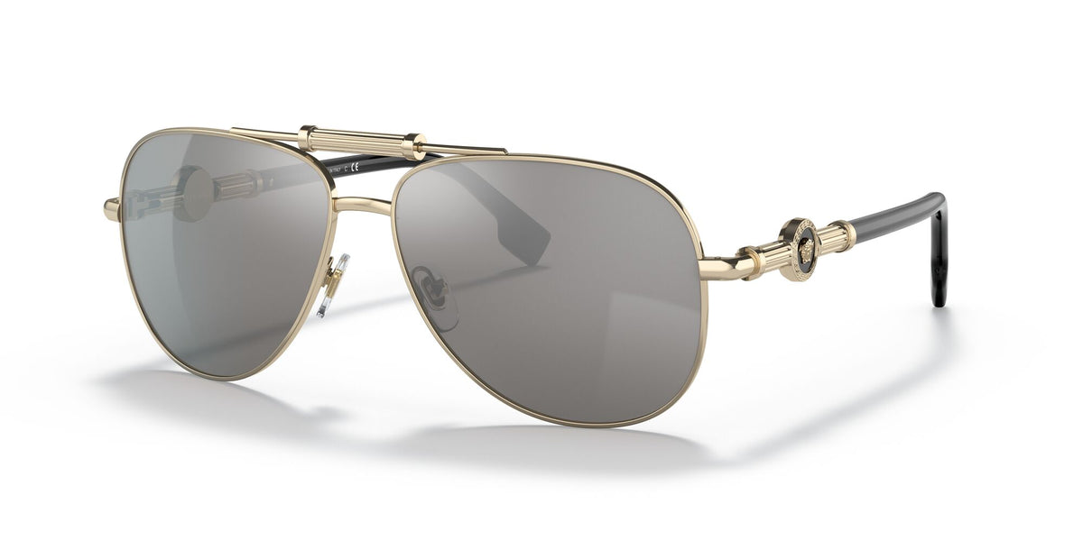 VE 2236 Versace  Pale Gold / Light Grey Mirror Silver 59 59 / Polycarbonate / Metal / Metal