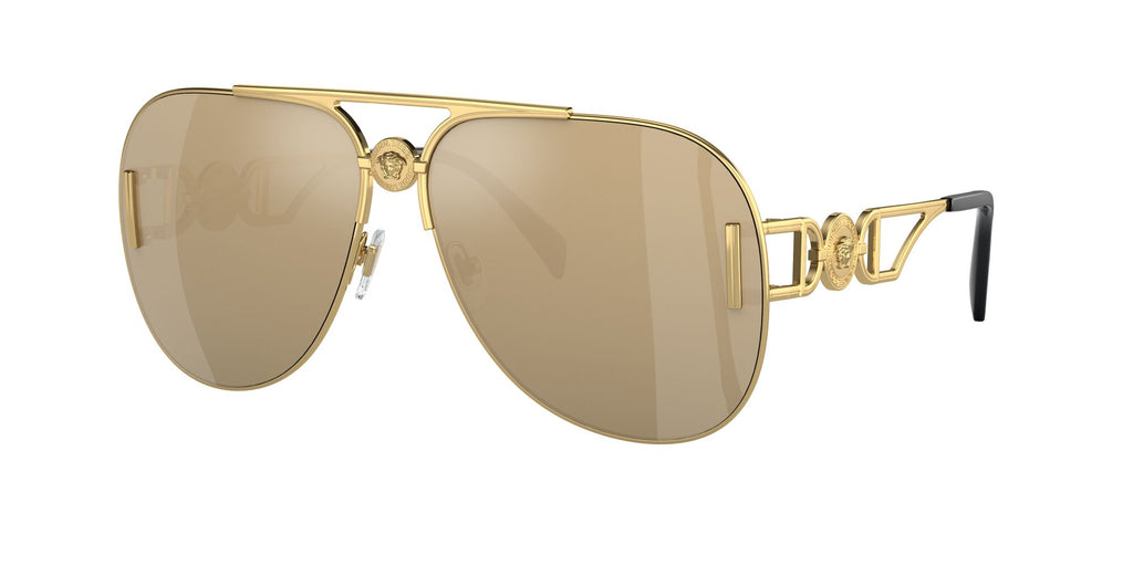 Versace 0VE2255 100203 63 Gold/ Clear Mirror Real Yellow Gold 63 / Polyamide / Metal / Metal