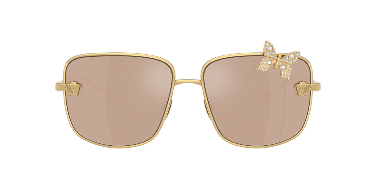Versace 0VE2282 K0030W 59 Gold Plated/ Clear Mirror Real Rose Gold