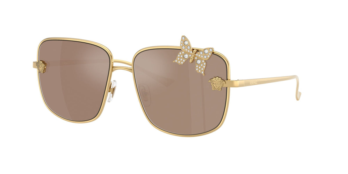 Versace 0VE2282 K0030W 59 Gold Plated/ Clear Mirror Real Rose Gold