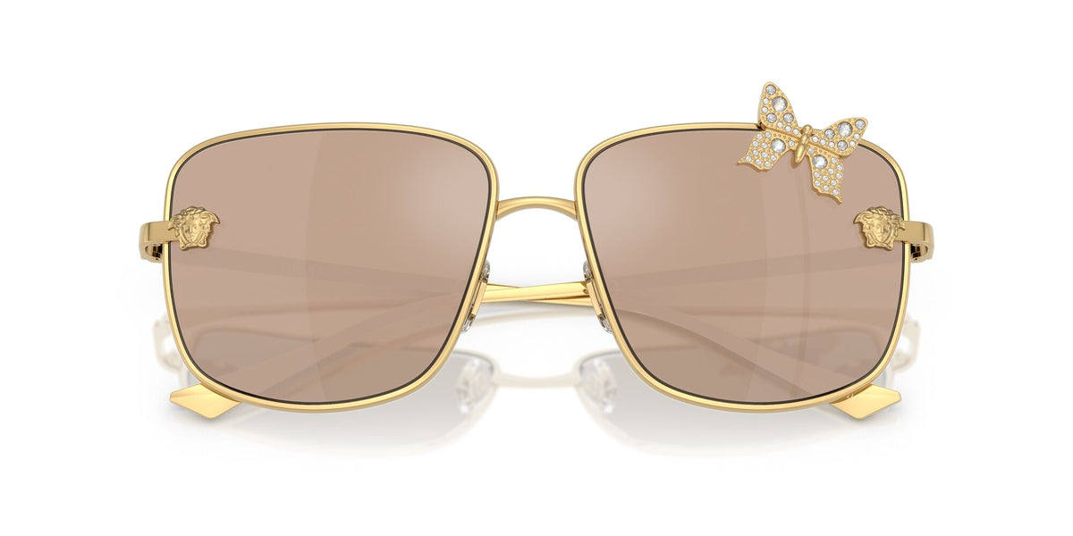 Versace 0VE2282 K0030W 59 Gold Plated/ Clear Mirror Real Rose Gold