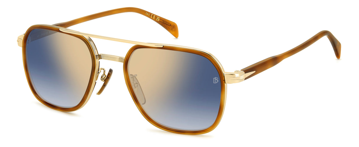 David Beckham DB 1161/S Brown Havana Gold/ Blue Shaded Gold Mirror