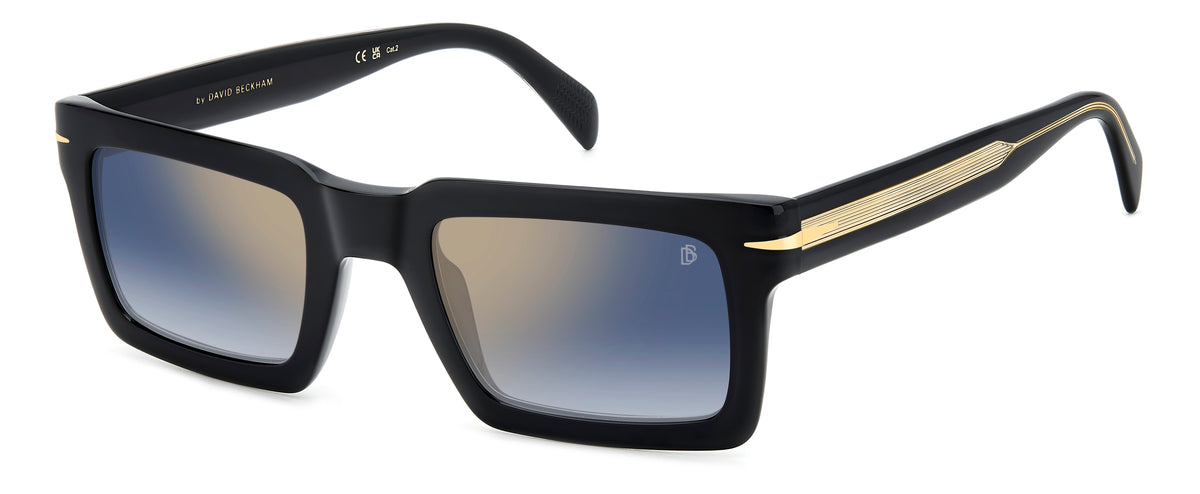 David Beckham DB 7126/S Black Gold/ Blue Shaded Gold Mirror