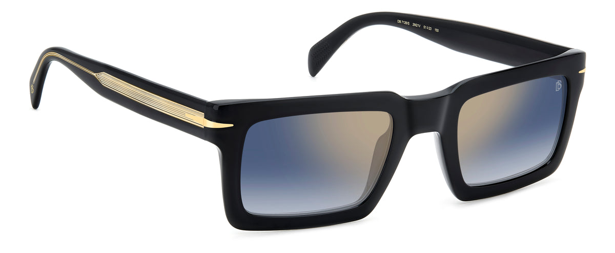 David Beckham DB 7126/S Black Gold/ Blue Shaded Gold Mirror