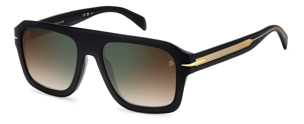 David Beckham DB 7127/S Black Gold/ Brown Shaded Green Mirror