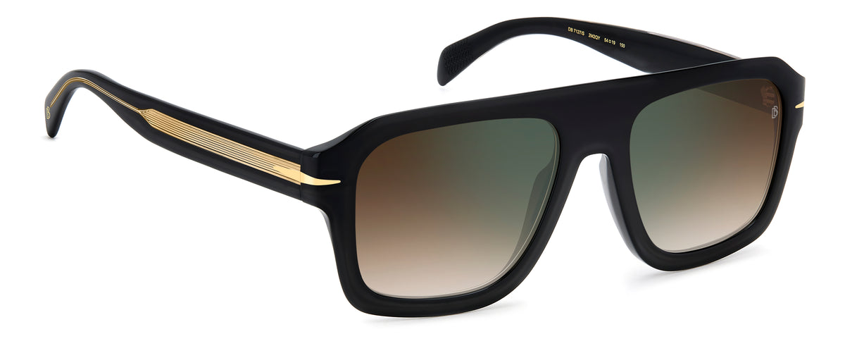 David Beckham DB 7127/S Black Gold/ Brown Shaded Green Mirror