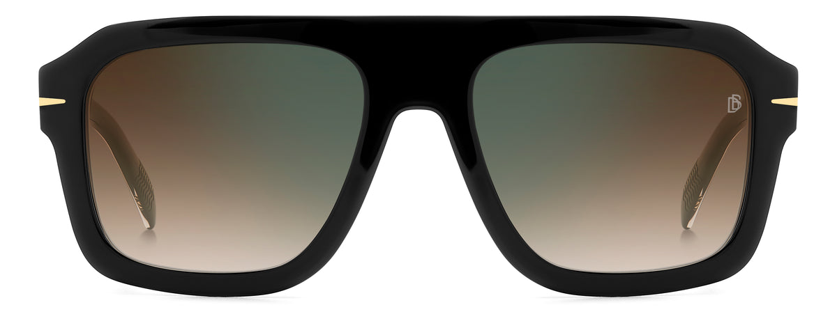 David Beckham DB 7127/S Black Gold/ Brown Shaded Green Mirror
