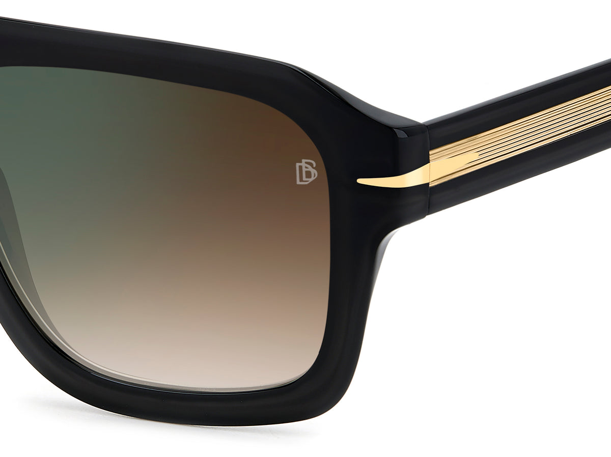 David Beckham DB 7127/S Black Gold/ Brown Shaded Green Mirror